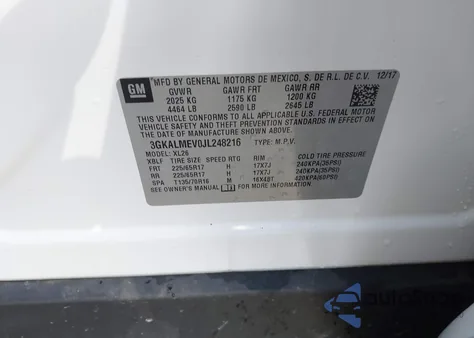 2018 GMC Terrain Sle from USA, damaged, VIN 3GKALMEV0JL248216